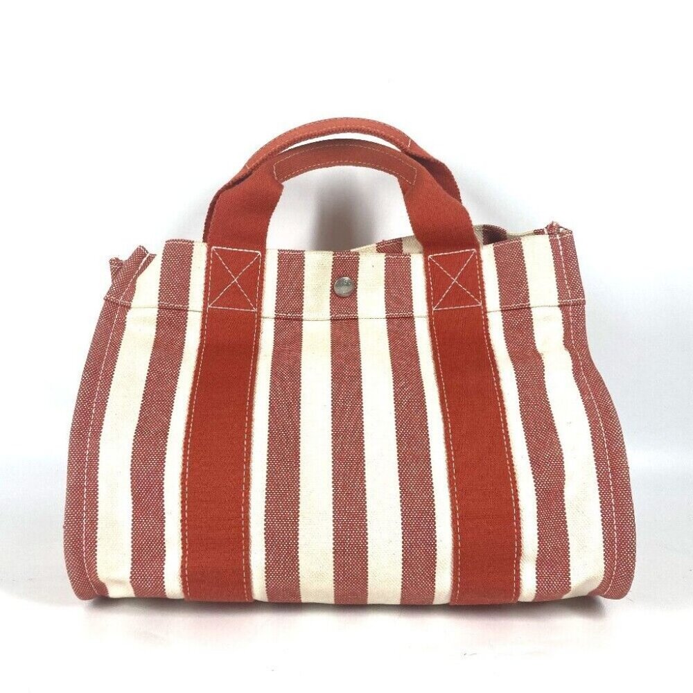 Hermes Red and White Striped Shoulder Bag